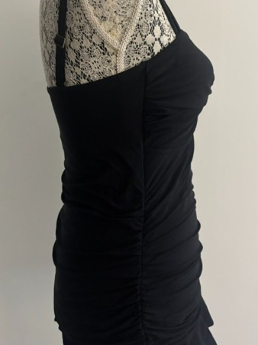 Long BLack Ruched Tankini Swimsuit Top - 8 - Picture 4 of 6